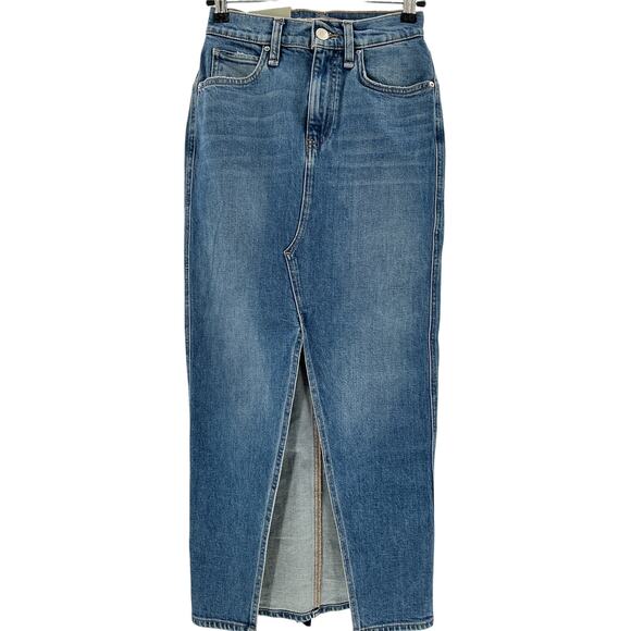 Hudson 'Reconstructed' Blue Cotton Midi Skirt Size 23 - Picture 2 of 4